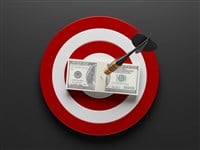Success in Business, Dollar and Dart - stock image